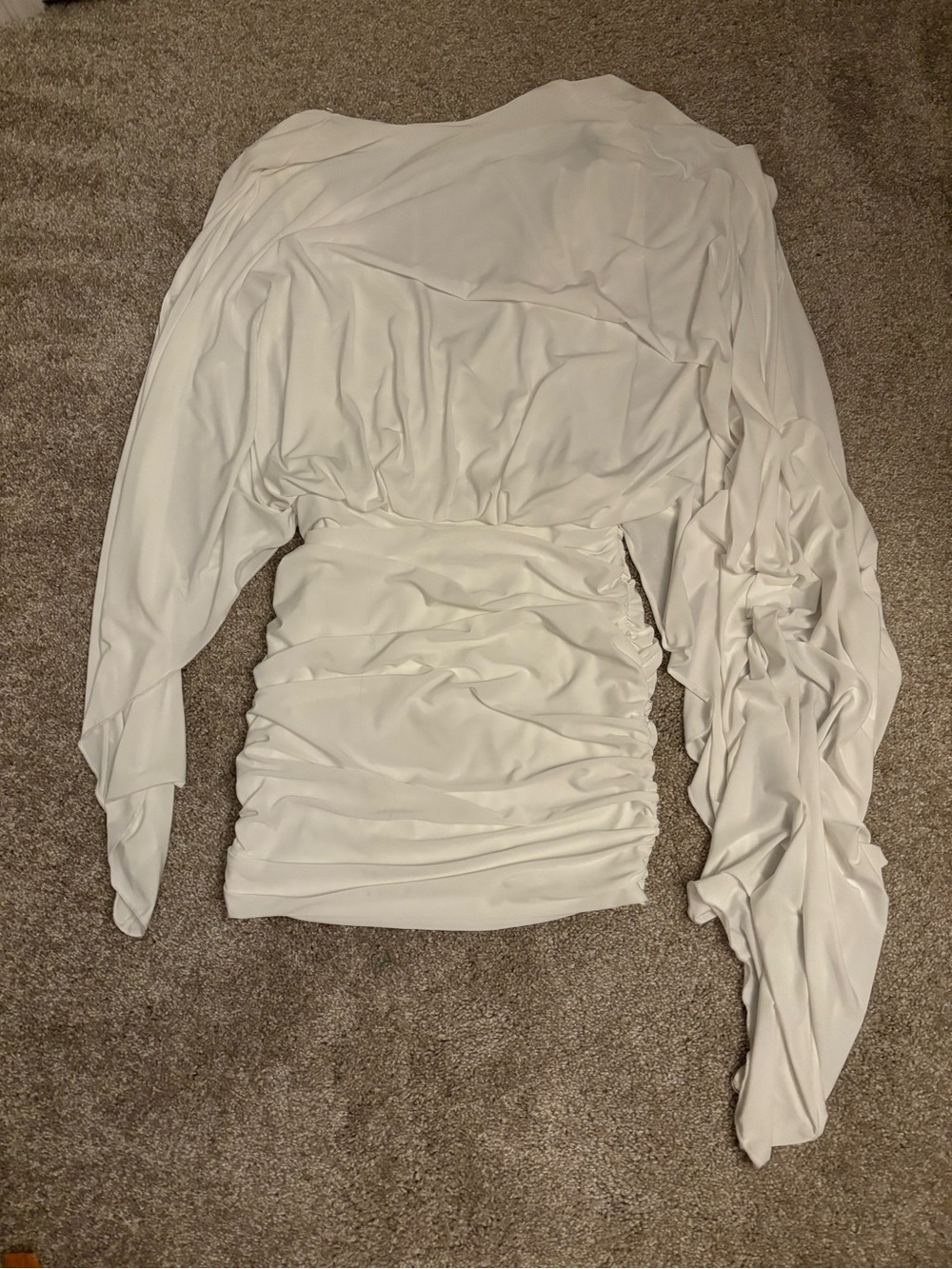 Windsor Ivory Flowy Sleeve Ruched Cocktail Dress